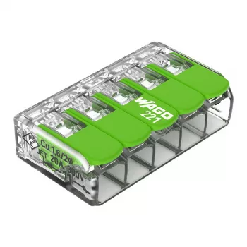 WAGO 221-425 Connecteur d'épissure compact 5 conducteurs avec leviers, transparent/orange