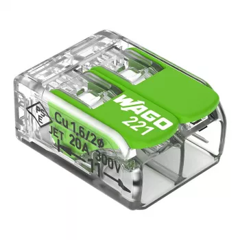 WAGO 221-422 Connecteur d'épissure compact 2 conducteurs, 0,14-4 mm², transparent/orange