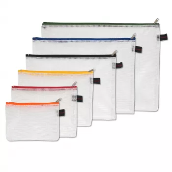 Lot de 6 pochettes à documents à fermeture éclair FolderSys - A6, B6, A5, B5, A4, B4 - transparent