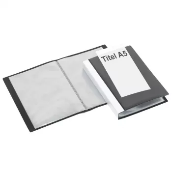 Classeur de présentation FolderSys A5 noir avec 20 pochettes