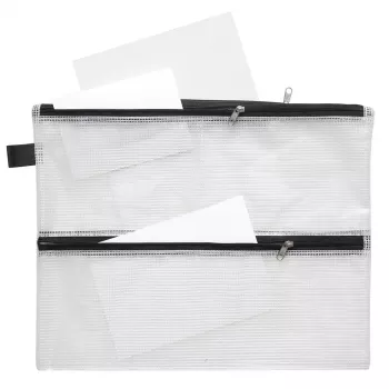 Pochette à documents à fermeture éclair FolderSys A4 transparente