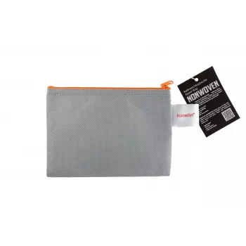 Pochette à fermeture éclair FolderSys A6 grise opaque en non-tissé PP 125 x 180 mm