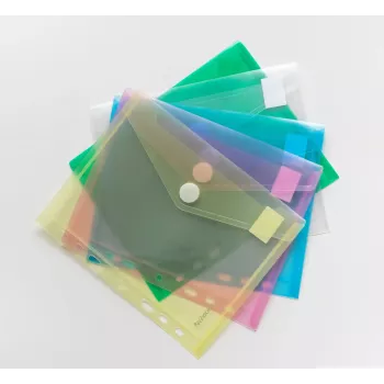 Pochettes à documents FolderSys DIN A5, couleurs assorties, grainées, 0,20 mm, lot de 10