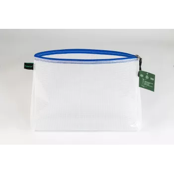 Pochette à documents à fermeture éclair Foldersys A4 transparente/bleue 0,28 mm, 1 pièce