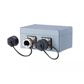 METZ CONNECT 1401010620ME boîtier de raccordement Ethernet industriel, gris, métal, IP67, 124x78x57 mm