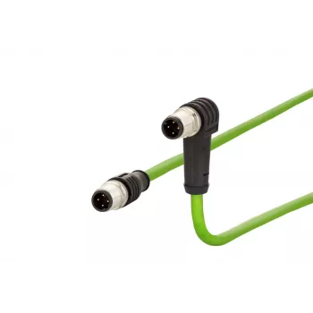 Câble de raccordement Ethernet industriel METZ CONNECT M12, codé D, 4 pôles, 5,0 m, blindé, vert