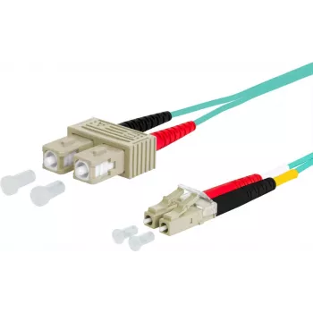 Câble de raccordement OpDAT METZ CONNECT SC duplex vers LC duplex OM3 5 m aqua