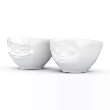 FIFTYEIGHT PRODUCTS ensemble de petits bols 100ml sourire et bisou blanc