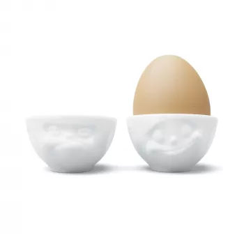 FIFTYEIGHT PRODUCTS Ensemble de coquetiers n° 3 - Happy & Grumpy blanc