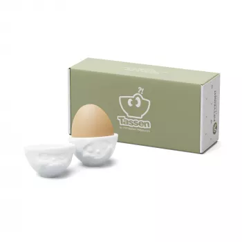 FIFTYEIGHT PRODUCTS Ensemble de coquetiers n° 3 - Happy & Grumpy blanc