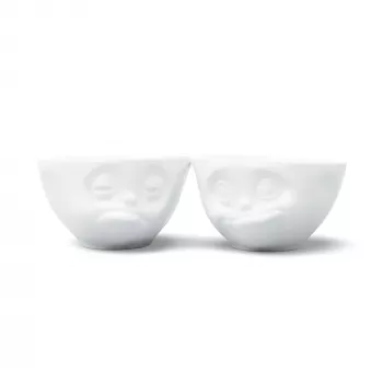 FIFTYEIGHT PRODUCTS Ensemble de bols 200 ml - Endormi & Gourmand blanc
