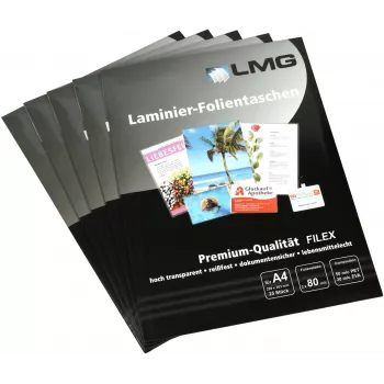 LMG pochettes de plastification A4 brillantes 80 microns 25 pièces