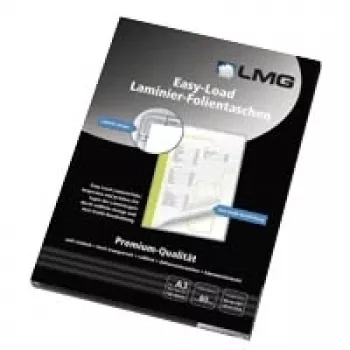 Pochettes de plastification LMG Easyload A3 brillantes, 80 microns, lot de 100