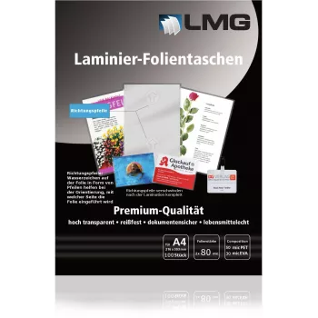 Pochettes de plastification LMG A4 80 microns brillantes 100 pièces