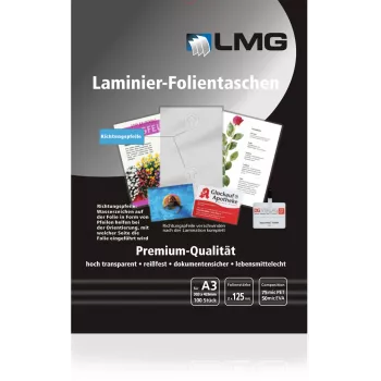 Pochettes de plastification LMG A3 brillantes 125 mic 100 pièces