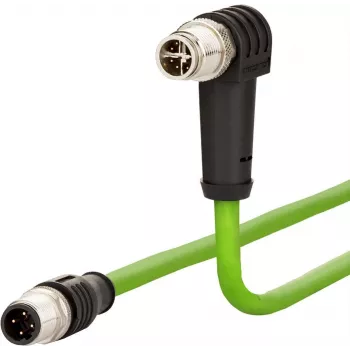 METZ CONNECT 142M2X1B050 câble réseau M12 Cat6a, 8 broches droit vers coudé, 5 m, S/FTP, vert