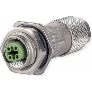 METZ CONNECT MMF881A115-0001 embase M12, codage D, IP67, à raccorder sur site, avec bride, 4 broches