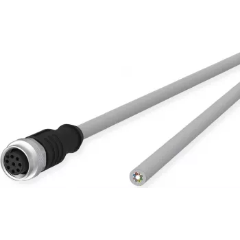 METZ CONNECT 142MKA20100 câble Ethernet M12 8 broches vers extrémité libre, 10 m, non blindé, codage A, gris