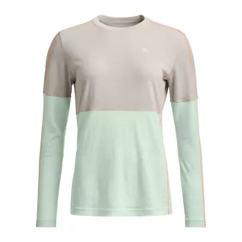 T-shirt thermique femme Ortovox 185 Rock N Wool Long Sleeve, White Tea, taille L