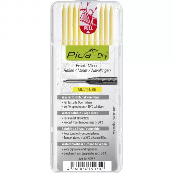 Recharges PICA-MARKER Pica DRY jaunes - 10 mines, 2,8 mm, solubles dans l'eau