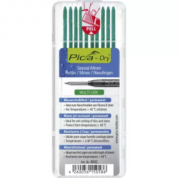 Recharges PICA-MARKER Pica DRY vertes - 10 mines, 2,8 mm, 125 mm