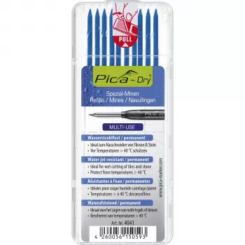 Recharges PICA-MARKER Pica DRY 4041 pour porte-mine de marquage en profondeur, 2,8 mm, bleu