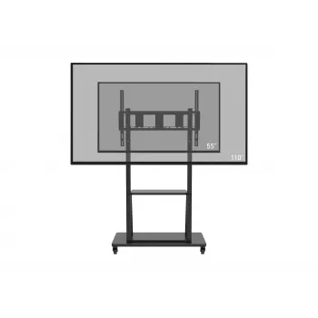 Celexon Economy 55110MP Mobile TV Stand for 55-110 inch Flat Screens, Matte Black Painted Steel, Height Adjustable, Tilt, Lockable Castors, VESA up to 1000x600, 120 kg