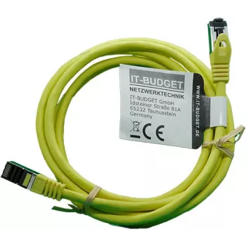 Câble de brassage IT-BUDGET Full Copper Premium - Flex AWG 26 - Cat.8.1 - 2000 MHz - sans halogène - PoE+ - 40 Gbit - jaune - 2 m (90ITBFLEX81PK2Y)