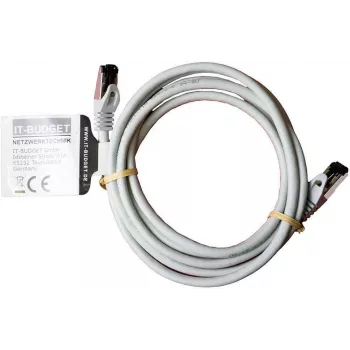Câble de brassage IT-BUDGET Full Copper Premium - Flex AWG 26 - Cat.8.1 - 2000 MHz - sans halogène - PoE+ - 40 Gbit - gris - 2 m