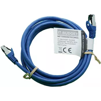 Câble de brassage IT-BUDGET Full Copper Premium - Flex AWG 26 - Cat.8.1 - 2000 MHz - sans halogène - PoE+ - 40 Gbit - bleu - 2 m
