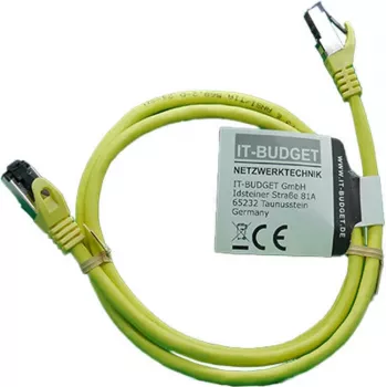 Câble de brassage IT-BUDGET Full Copper Premium - Flex AWG 26 - Cat.8.1 - 2000 MHz - sans halogène - PoE+ - 40 Gbit - jaune - 1,5 m