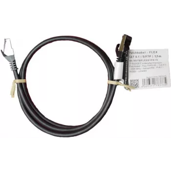 Câble de brassage IT-BUDGET Full Copper Premium - Flex AWG 26 - Cat.8.1 - 2000 MHz - sans halogène - PoE+ - 40 GBit - noir - 1,5 m