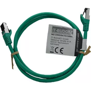 Câble de brassage IT-BUDGET Full Copper Premium - Flex AWG 26 - Cat.8.1 - 2000 MHz - sans halogène - PoE+ - 40 Gbit - vert - 1,5 m