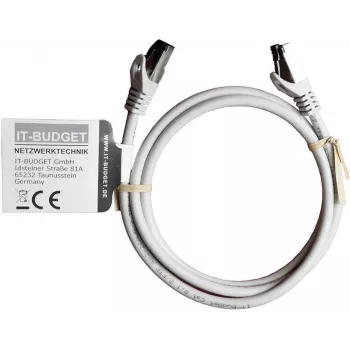 Câble de brassage IT-BUDGET Full Copper Premium - Flex AWG 26 - Cat.8.1 - 2000 MHz - sans halogène - PoE+ - 40 Gbit - gris - 1 m