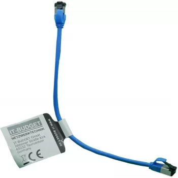 Câble de brassage IT-BUDGET Full Copper Premium - Slim AWG 28 - Cat.8.1 - 2000 MHz - sans halogène - PoE+ - 40 Gbit - bleu - 0,15 m