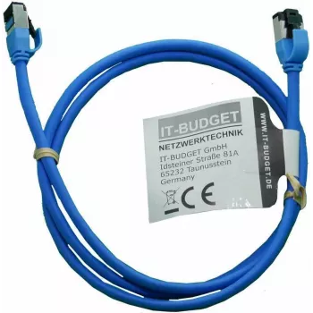 Câble de brassage IT-BUDGET Full Copper Premium - Slim AWG 28 - Cat.8.1 - 2000 MHz - sans halogène - PoE+ - 40 Gbit - bleu - 1 m
