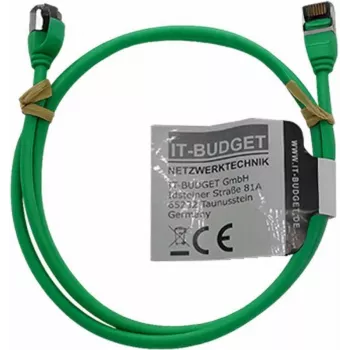 Câble de brassage IT-BUDGET Full Copper Premium - Slim AWG 28 - Cat.8.1 - 2000 MHz - sans halogène - PoE+ - 40 Gbit - vert - 1 m