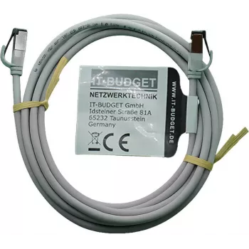 Câble de brassage IT-BUDGET Full Copper Premium - Slim AWG 28 - Cat.8.1 - 2000 MHz - sans halogène - PoE+ - 40 Gbit - gris - 2 m (90ITBSLIM81PK2G)
