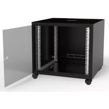 Baie réseau 19 pouces IT-BUDGET SJB - 10U - 600x600 mm - porte vitrée - panneau arrière - noire (W-3987-01-01-161-BBL)