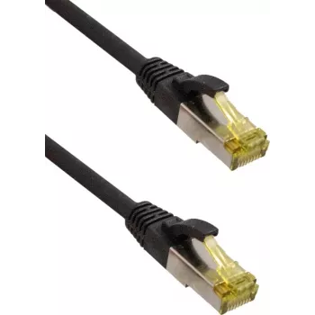 Câble patch IT-BUDGET Full Copper Premium - Super Flex TPE - Cat.6A - avec câble brut Cat.7 - 600 MHz - sans halogène - PoE+ - 10 Gbit - noir - 0,15 m