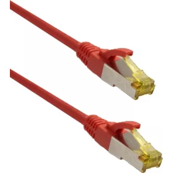 Câble patch premium IT-BUDGET Cat.6A avec câble brut Cat.7 - Super Flex TPE - 600 MHz - sans halogène - PoE+ - 10 Gigabit - rouge - 0,25 m