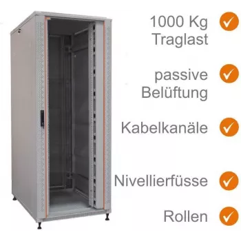 Armoire réseau IT-BUDGET 19 pouces SRK - 42U - LxP 800x800 mm - porte transparente/acier - passe-câbles - flatpack - gris clair (90ITB19SRK4288GGN)