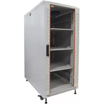 Armoire réseau IT-BUDGET 19 pouces SRK - ensemble complet - 27U - 600x600 mm - porte verre/acier - 4 ventilateurs actifs - PDU - étagères - flatpack - gris clair (90ITB19SRK2766GG)