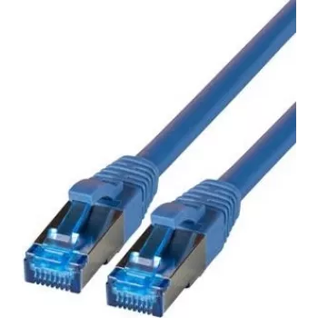 Câble patch premium IT-BUDGET Full Copper - Super Flex TPE - Cat.6A - 500 MHz - LSZH - PoE+ - AWG 27 - bleu - 0,15 m