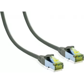Câble patch IT-BUDGET Full Copper Premium Cat.6A avec câble brut Cat.7 600 MHz LSZH PoE+ 10 Gbit gris 0,25 m