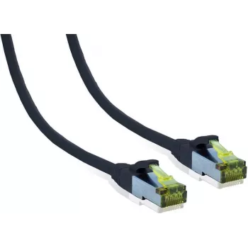 Câble patch IT-BUDGET Full Copper Premium - Cat.6A avec câble brut Cat.7 - 600 MHz - sans halogène - PoE+ - 10 Gbit - noir - 1 m