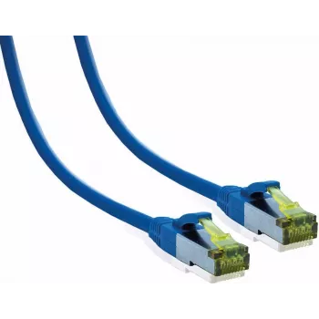 Câble patch Premium Full Copper IT-BUDGET Cat.6A avec câble brut Cat.7 600 MHz sans halogène PoE+ 10 Gbit bleu 7,5 m
