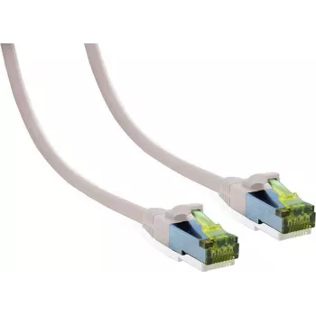 Câble patch Premium Full Copper IT-BUDGET - Cat.6A avec câble brut Cat.7 - 600 MHz - sans halogène - PoE+ - 10 Gbit - blanc - 1,5 m