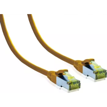 Câble patch Premium IT-BUDGET Cat.6A avec câble brut Cat.7 - 600 MHz - sans halogène - PoE+ - 10 Gigabit - jaune - 1,5 m