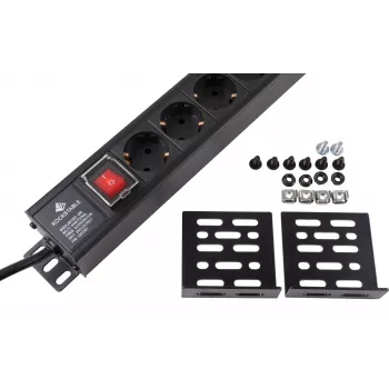 Rockstable Multiprise 15 prises - Répartiteur d'alimentation - Noir - 1U - 2 m - 125/250 V - 50-60 Hz (RS19-15PDU)